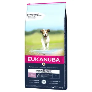 12kg Eukanuba Grain Free Grain Free Puppy Small / Medium Breed lazac száraz kutyatáp óriási árengedménnyel