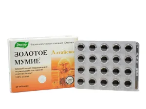 Golden MUMIO - altáji mumio- étrend-kiegészítő- Evalar Csomagolás: 20 tabletta