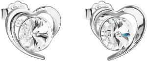 Evolution Group Ezüst fülbevaló Swarovski kristályokkal, fehér szív 31259.1