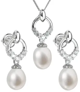 Evolution Group Luxus ezüst ékszerkészlet valódi gyöngyökkel Pavona 29015.1 (fülbevaló, lánc, medál)