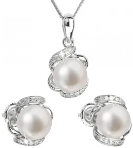 Evolution Group Luxus ezüst ékszerkészlet valódi gyöngyökkel Pavona 29017.1 (fülbevaló, lánc, medál)