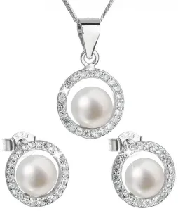 Evolution Group Luxus ezüst ékszerkészlet valódi gyöngyökkel Pavona 29023.1 (fülbevaló, lánc, medál)