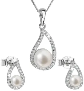 Evolution Group Luxus ezüst ékszerkészlet valódi gyöngyökkel Pavona 29027.1 (fülbevaló, lánc, medál)