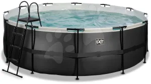 Medence vízforgatóval Black Leather pool Exit Toys kerek acél medencekeret 427*122 cm fekete 6 évtől