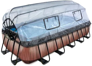 Medence búrával és homokszűrős vízforgatóval Wood pool Exit Toys acél medencekeret 540*250*100 cm barna 6 évtől