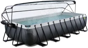 Medence búrával homokszűrős vízforgatóval és hőszivattyúval Black Leather pool Exit Toys acél szerkezet  540*250*100 cm fekete 6 évtől