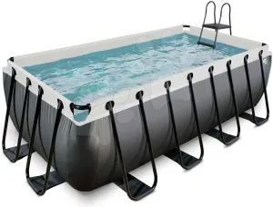 Medence homokszűrős vízforgatóval Black Leather pool Exit Toys acél medencekeret 400*200*122 cm fekete 6 évtől