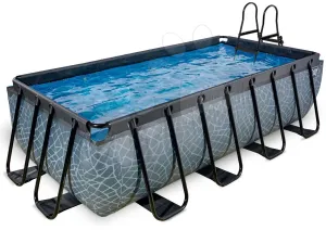 Medence homokszűrős vízforgatóval Stone pool Exit Toys acél medencekeret 400*200*100 cm szürke 6 évtől