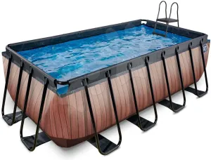 Medence  szűrős szivattyúval Wood pool Exit Toys acél medencekeret 400*200*122 cm barna 6 évtől