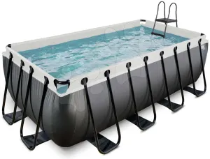 Medence  vízforgatóval Black Leather pool Exit Toys acél medencekeret 400*200*122 cm fekete 6 évtől