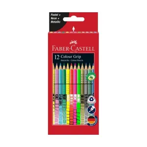Színes ceruza készlet, háromszögletű, FABER-CASTELL "Colour Grip", 12 különböző szín #455637