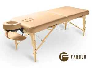 FABULO Guru Set összecsukható és hordozható favázas masszázságy Szín: bézs
