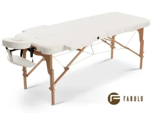 FABULO Uno Set összecsukható és hordozható favázas masszázságy Szín: fehér