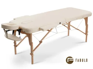 FABULO Uno Set összecsukható és hordozható favázas masszázságy Szín: krém