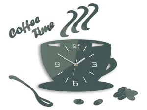 Modern falióra COFFE TIME 3D GRAY gray (öntapadós falióra)