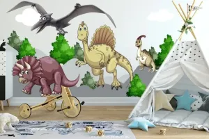 Falmatrica gyerekeknek dinoszauruszok a természetben 50 x 100 cm