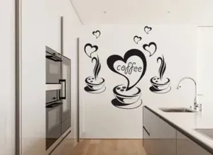 Konyhai falmatrica kávé és szív motívummal 100 x 200 cm