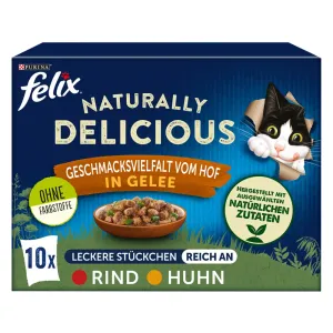 10x80g Felix Naturally Delicious tanyasi válogatás aszpikban nedves macskatáp