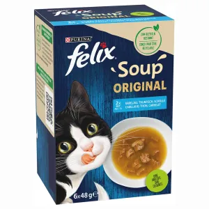 12x48g Felix Soup halas válogatás táplálékkiegészítő eledel macskáknak