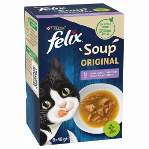 30x48g Felix Soup táplálékkiegészítő eledel vegyesen macskáknak 24+6 ingyen