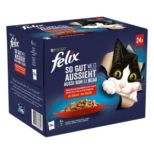 48x85g Felix Fantastic húsválogatás aszpikban nedves macskatáp
