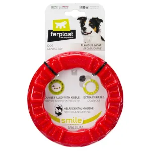 Ferplast Smile rágógyűrű, kutyajáték, piros, Ø 16 x M 3,2 cm