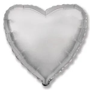 Ezüst szív alakú fólia lufi - 45 cm - Flexmetal
