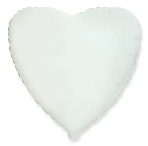 Fehér szív alakú fólia lufi - 45 cm - Flexmetal