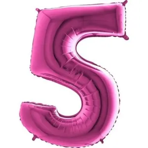 Léggömb fólia számjegyek rózsaszín - Rózsaszín 115 cm - 5 - Flexmetal