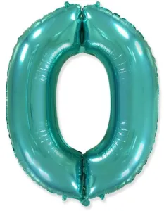 Léggömb fólia számok türkiz (Tiffany) 115 cm - 0 - Flexmetal
