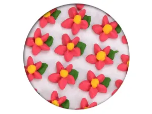 Cukros dekoráció - egyszerű virágok szirommal 35 db rózsaszínű - Frischmann