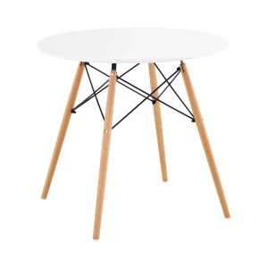 Asztal - kerek - Ø 80 cm - fehér - fekete acél tartóelemek | Fromm & Starck