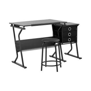 Rajzasztal - 90 x 60 cm - dönthető és állítható magasságú - székkel és kisasztallal | Fromm & Starck