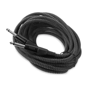 FrontStage 6,35mm-es Jack kábel, 6m, mono, Textil fekete-fehér