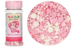 Rózsaszín és fehér cukor díszítés Baby Girl 50g - lány - FunCakes #1243099