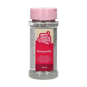 Ezüst színű ehető cukor dekoráció - mini gyöngyök 80 g - FunCakes