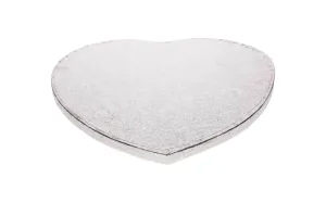 Ezüst szív formájú torta alátét 27,5 cm, vastagsága 12 mm - FunCakes