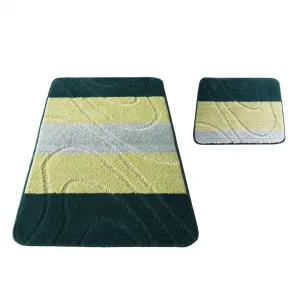 Csúszásmentes zöld fürdőszobai szőnyegek 50 cm x 80 cm + 40 cm x 50 cm