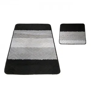 Fekete kétrészes csúszásmentes szőnyegek 50 cm x 80 cm + 40 cm x 50 cm