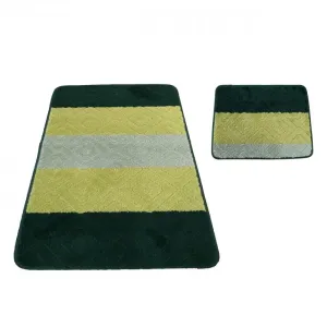 Kétrészes fürdőszobai szőnyegkészlet zöld színben 50 cm x 80 cm + 40 cm x 50 cm #680031
