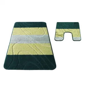 Zöld csúszásmentes fürdőszobai szőnyegek 50 cm x 80 cm + 40 cm x 50 cm
