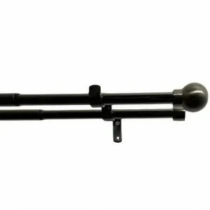 Golyó dupla karnis szett, széthúzható 16/19mm fekete nikkel, 120 - 230 cm, karikák nélkül., 120 - 230 cm