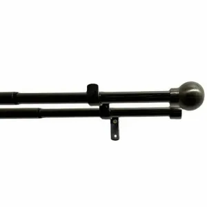 Golyó dupla széthúzható karnis szett,  16/19mm fekete nikkel, 200 - 350 cm, gyűrűk nélkül., 200 - 350 cm