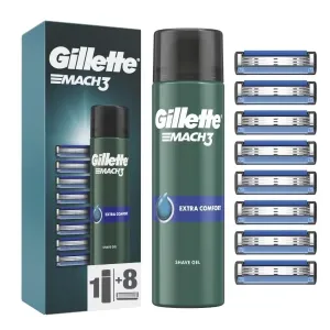 Gillette Gillette Mach3 8 db cserefej + Extra Comfort borotvagél 200 ml (Shave Gel) 200 ml