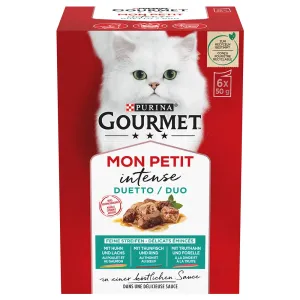 48x50g Gourmet Mon Petit Duetti hús & hal nedves macskatáp 20% kedvezménnyel