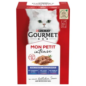 48x50g Gourmet Mon Petit tonhal, lazac, pisztráng nedves macskatáp 20% kedvezménnyel