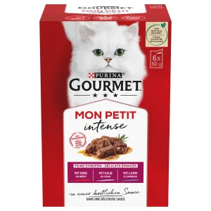 6x50g Gourmet Mon Petit hús  (marha, borjú, bárány) nedves macskatáp