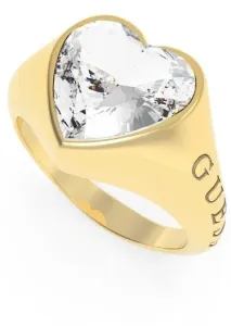 Guess Romantikus aranyozott gyűrű csillogó szívvel UBR70004 54 mm