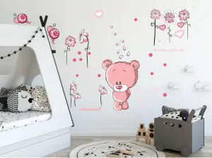 Pensive Teddy Bear minőségi rózsaszín falmatrica