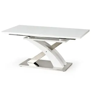 Asztal Sandor 2 160/220 Üveg/Mdf/Acél – Fehér